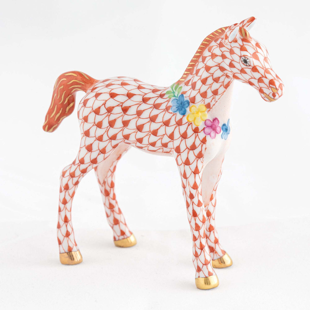 Herend Foal with Flowers Figurine – Rust, alternate view