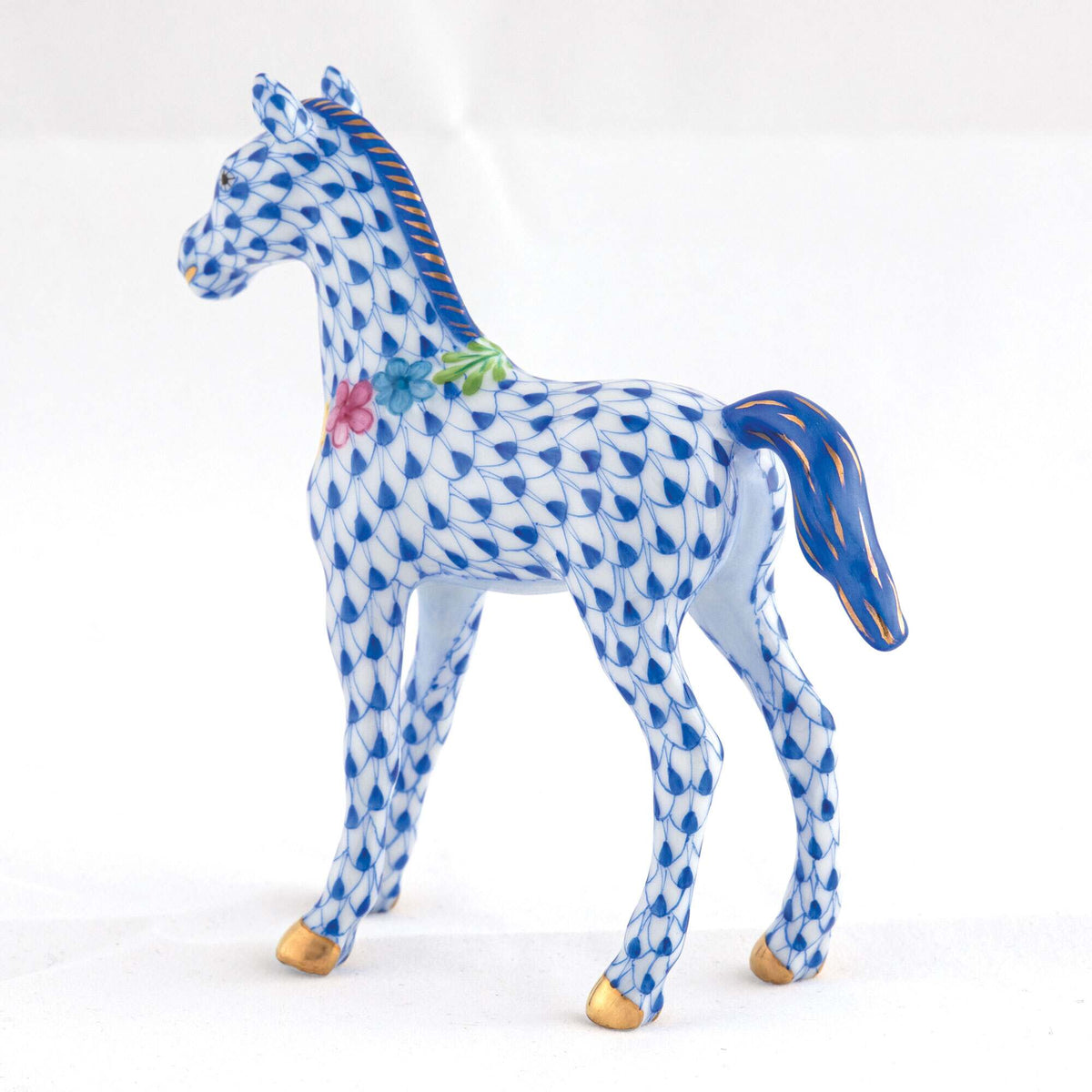 Herend Foal with Flowers Figurine – Sapphire, alternate view