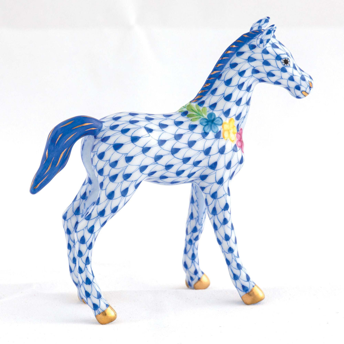 Herend Foal with Flowers Figurine – Sapphire, alternate view