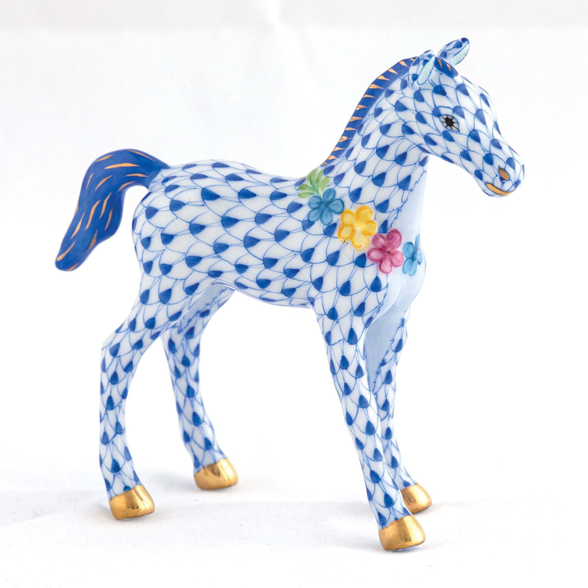Herend Foal with Flowers Figurine – Sapphire, alternate view