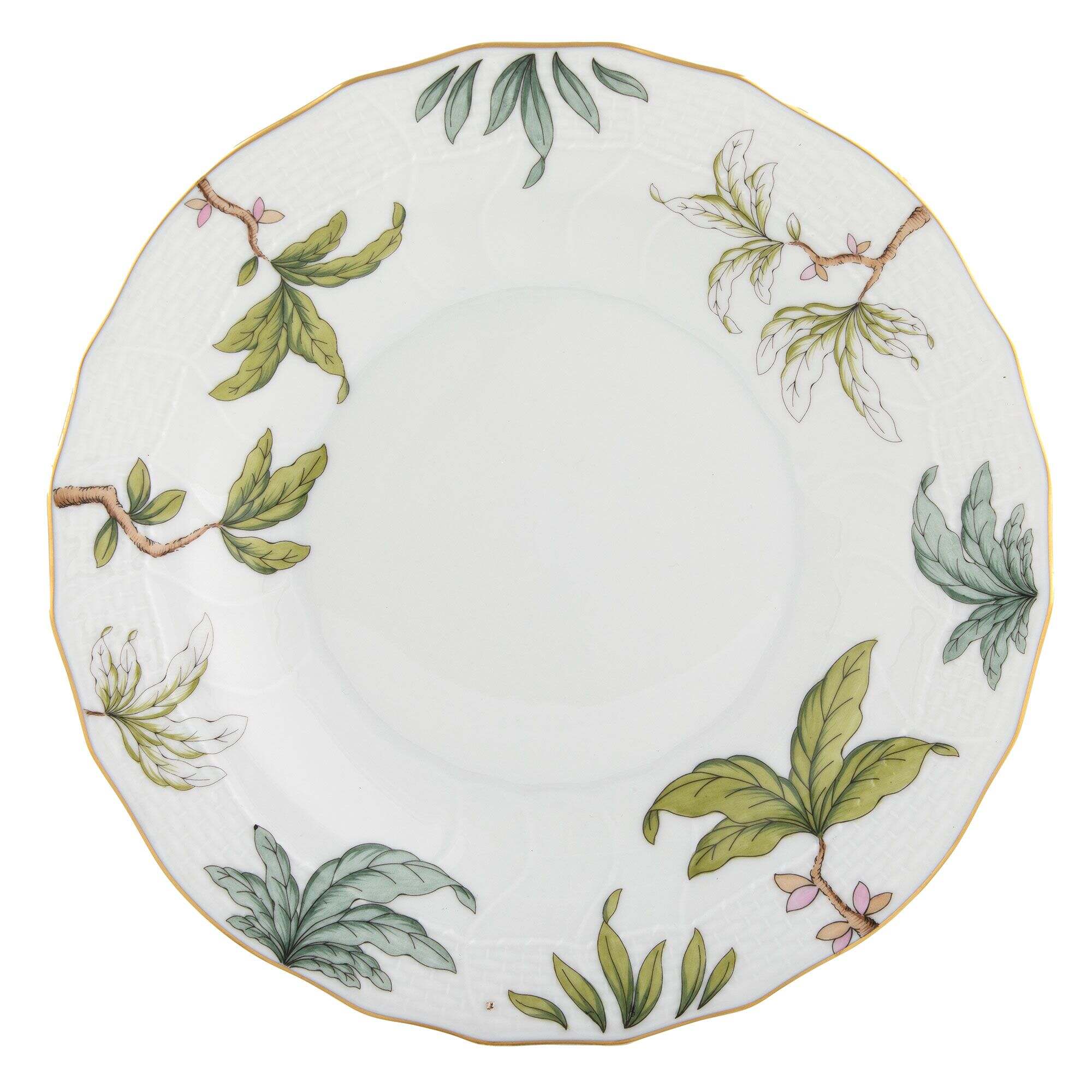 Hand-painted Herend Foret Garland Dessert Plate in fine porcelain, 8.25in D, on a white background