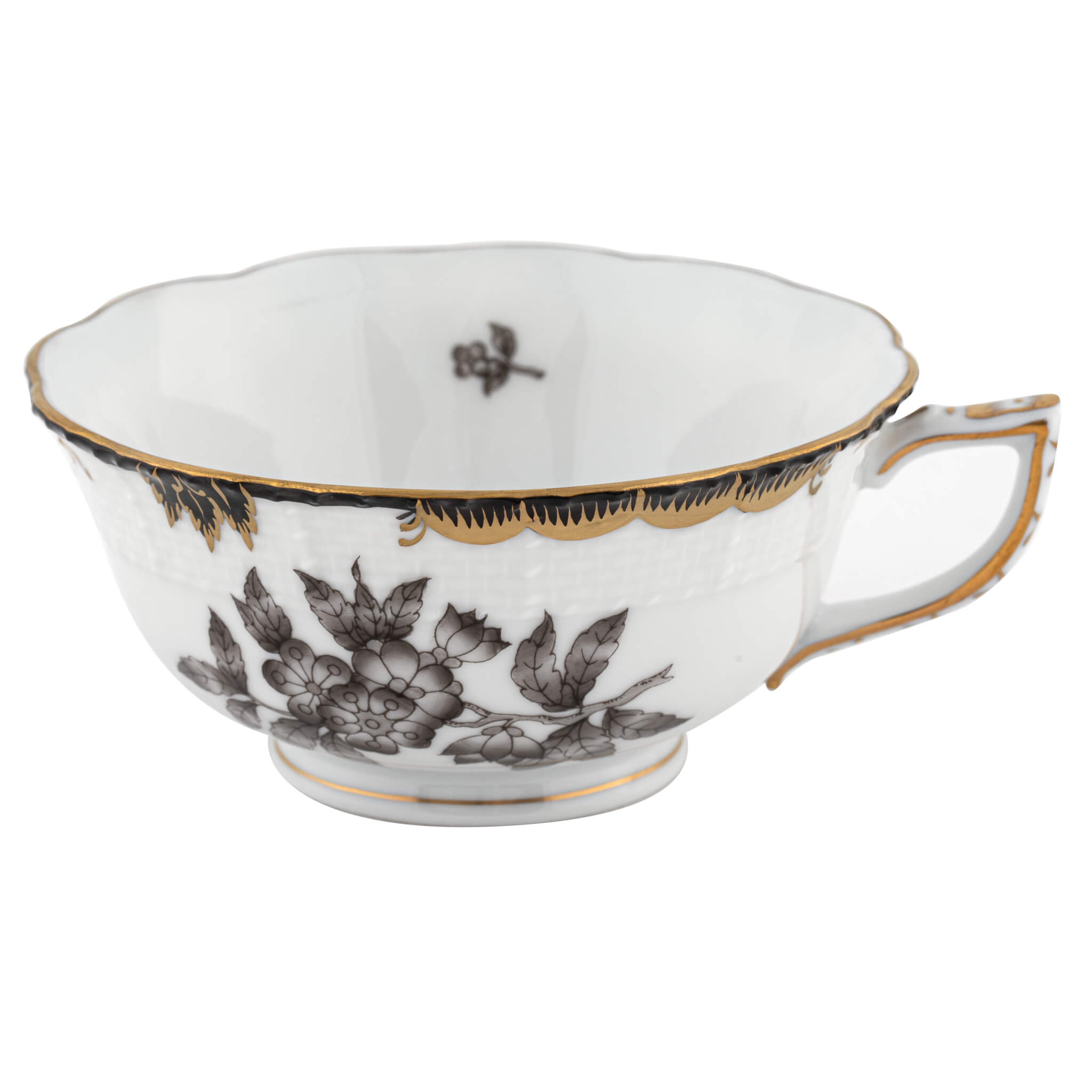 Herend Fortuna Black Tea Cup in Black - Hand-painted Hungarian porcelain by Herend. Paris Tableware.
