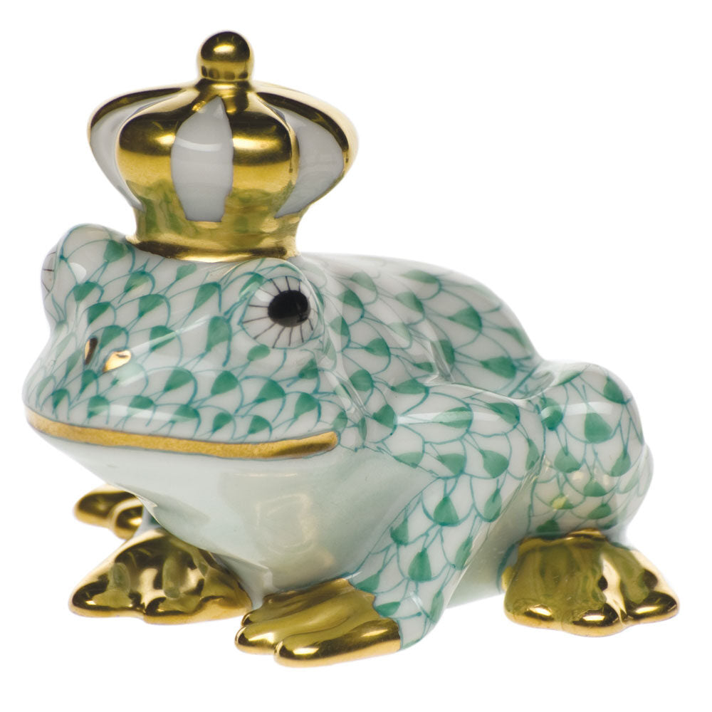Frog Prince Figurine in hand-painted Green porcelain by Herend of Hungary