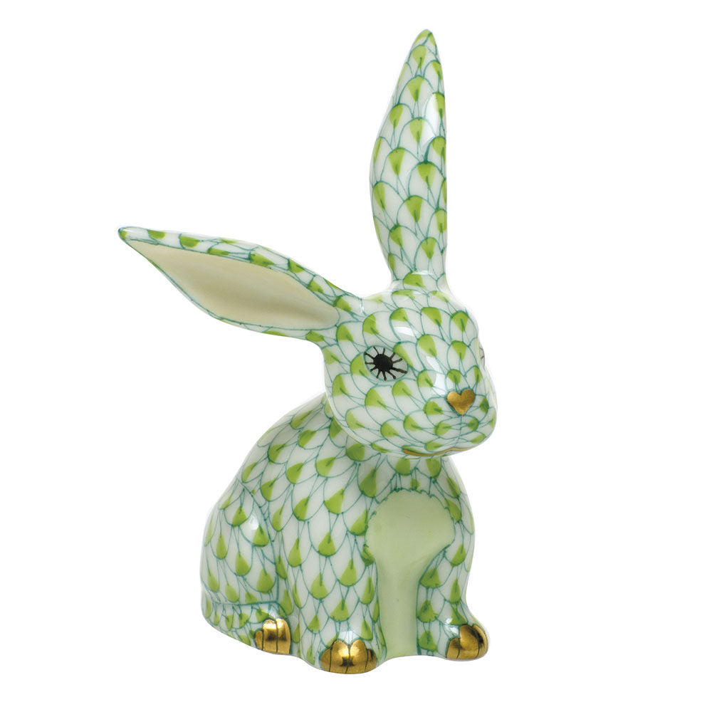 Herend Funny Bunny Figurine porcelain figurine painted in the Key Lime fishnet pattern
