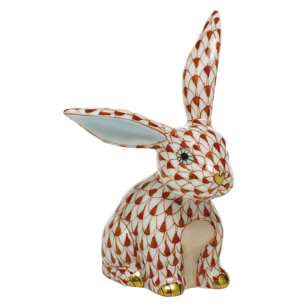 Funny Bunny Figurine in hand-painted Rust porcelain by Herend of Hungary