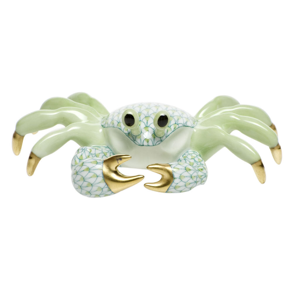 Herend Ghost Crab Figurine porcelain figurine painted in the Key Lime fishnet pattern