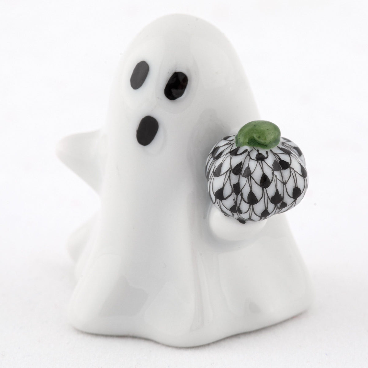 Herend Ghost with Pumpkin Figurine – Black, alternate view