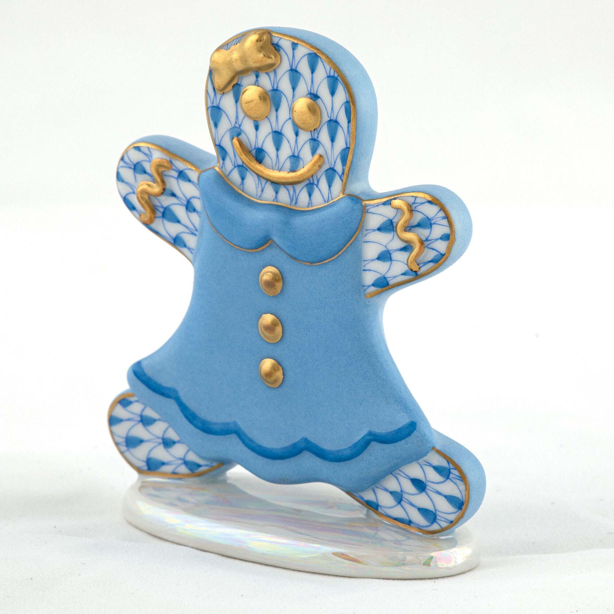Herend Gingerbread Girl Figurine – Blue, alternate view