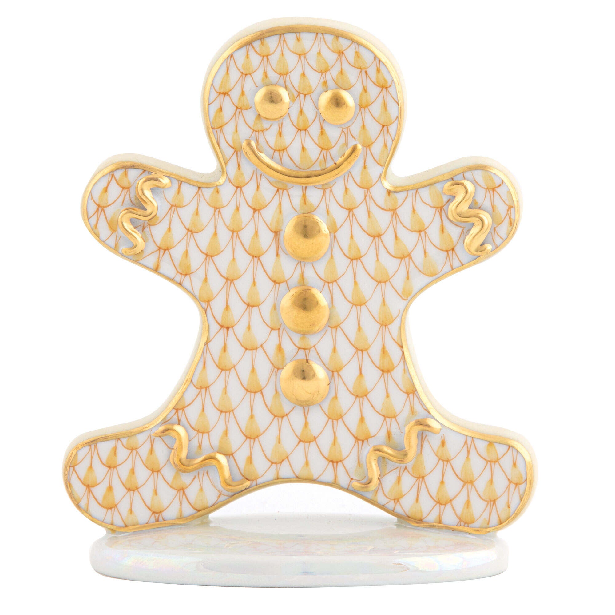 Gingerbread Man Figurine in hand-painted Butterscotch porcelain by Herend of Hungary