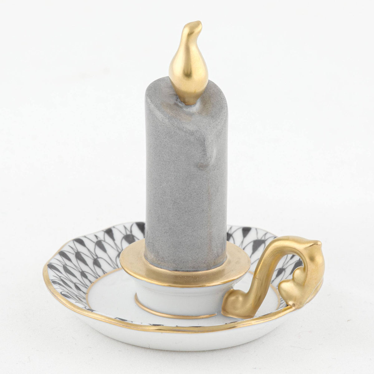 Herend Glowing Candlestick Figurine – Black, alternate view