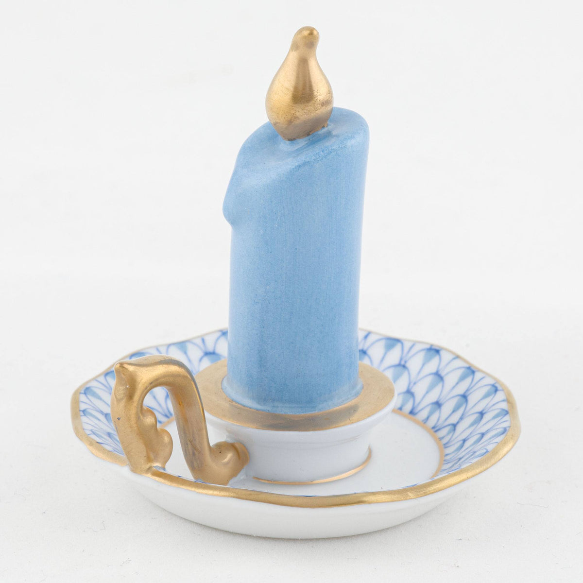 Herend Glowing Candlestick Figurine – Blue, alternate view
