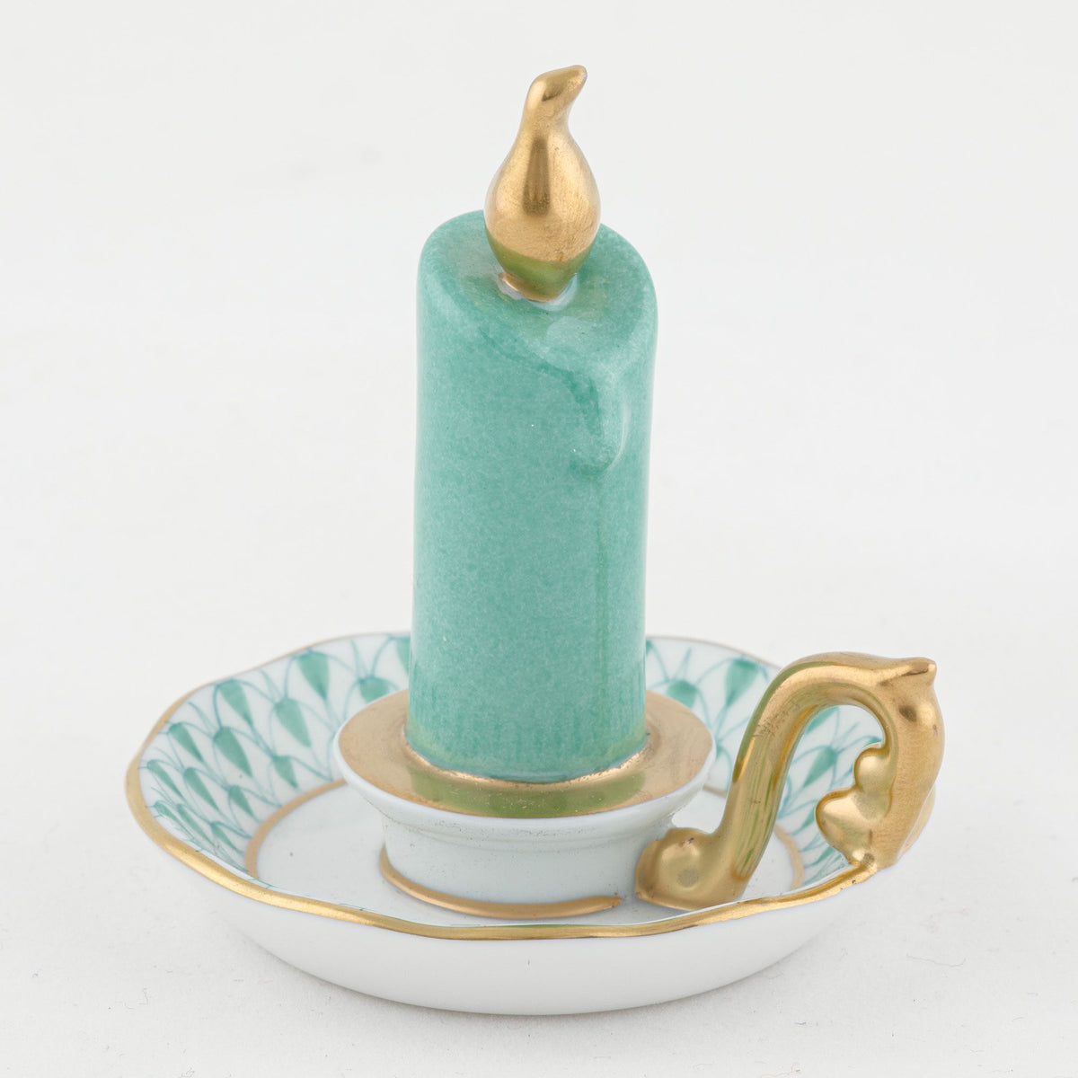 Herend Glowing Candlestick Figurine – Green, alternate view
