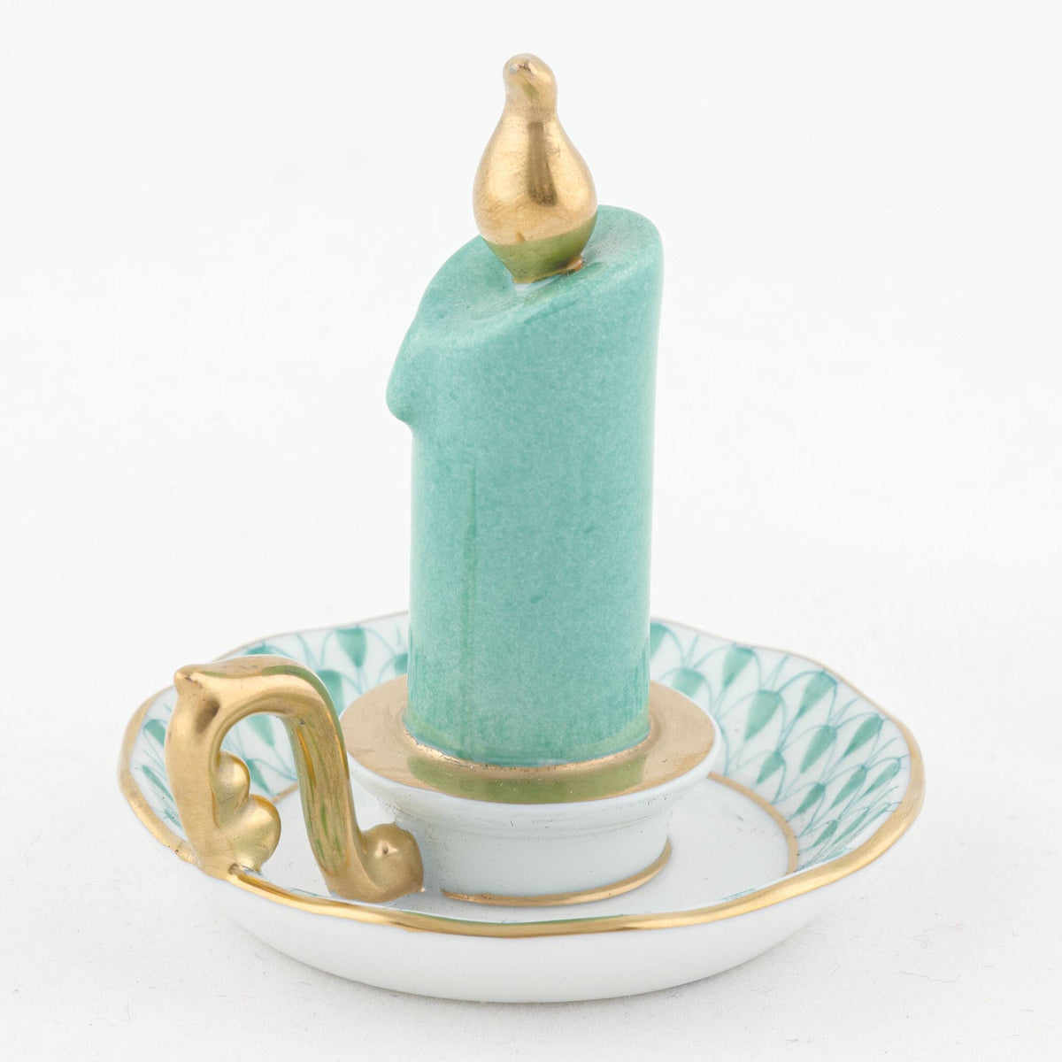 Herend Glowing Candlestick Figurine – Green, alternate view