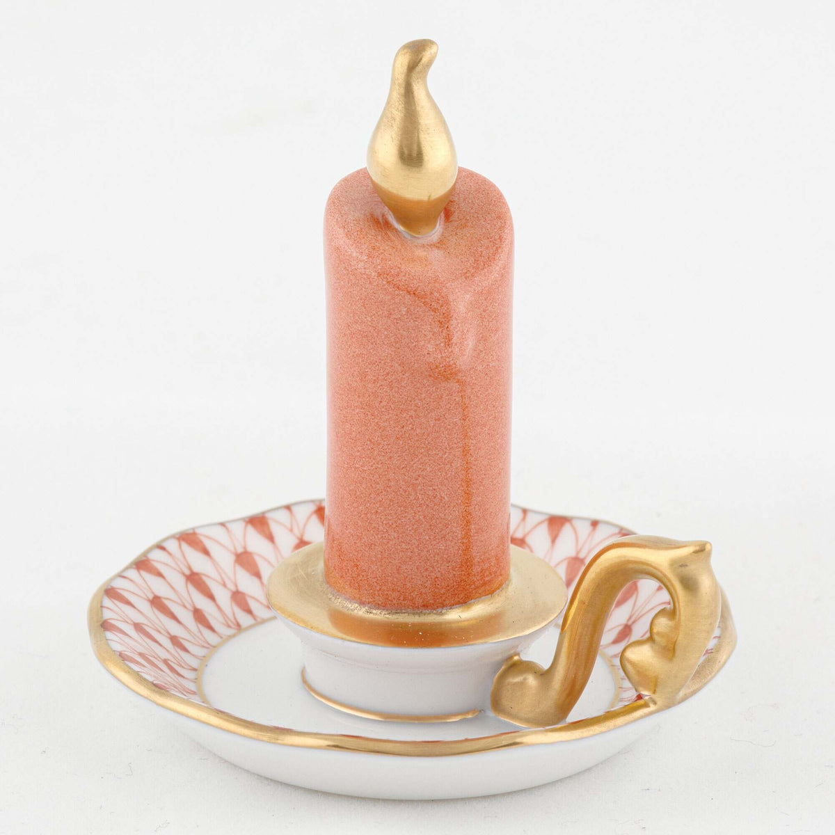 Herend Glowing Candlestick Figurine – Rust, alternate view