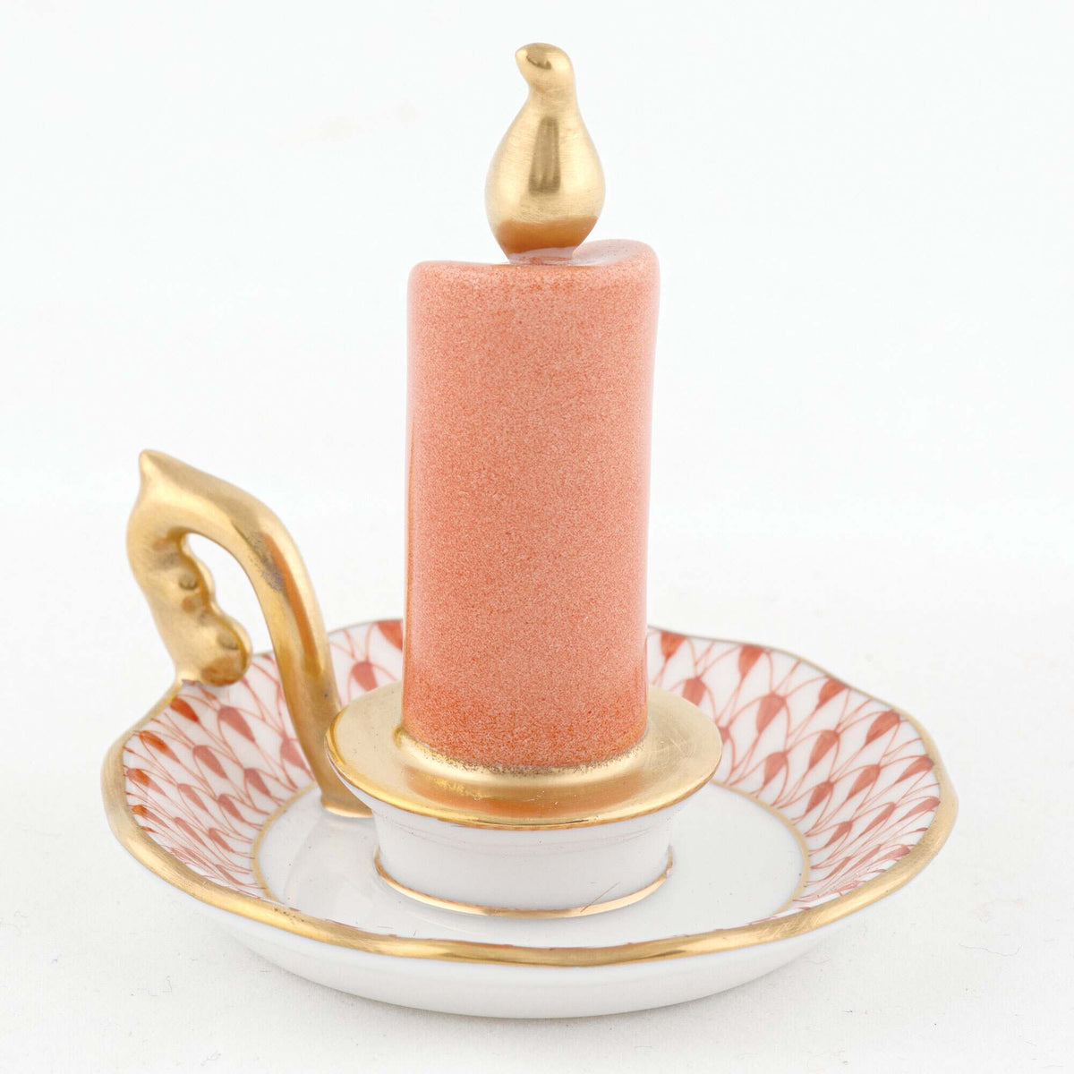 Herend Glowing Candlestick Figurine – Rust, alternate view
