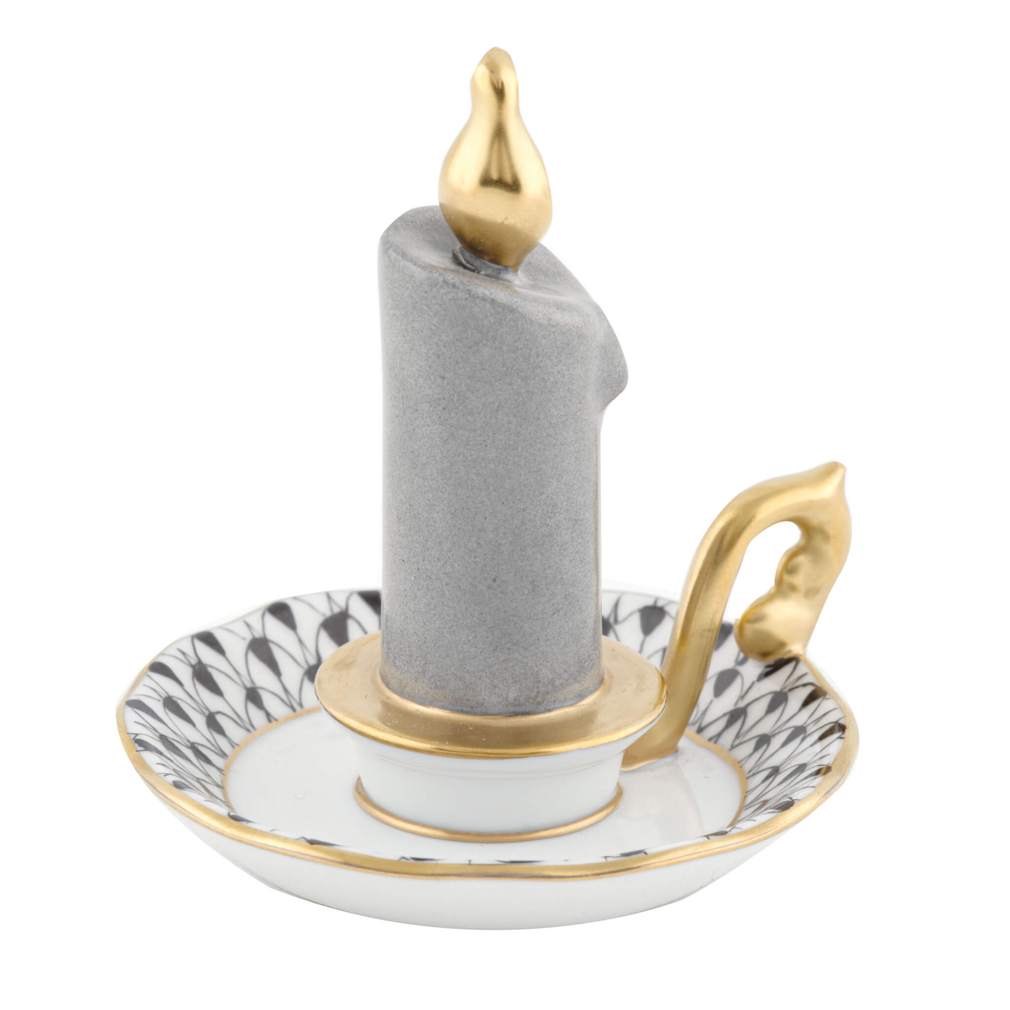 Herend Glowing Candlestick in Black