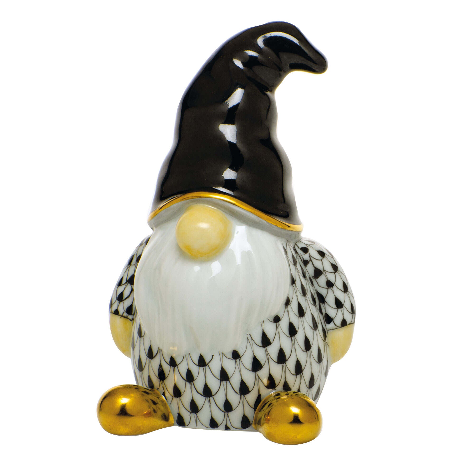 Gnome Figurine in hand-painted Black porcelain by Herend of Hungary