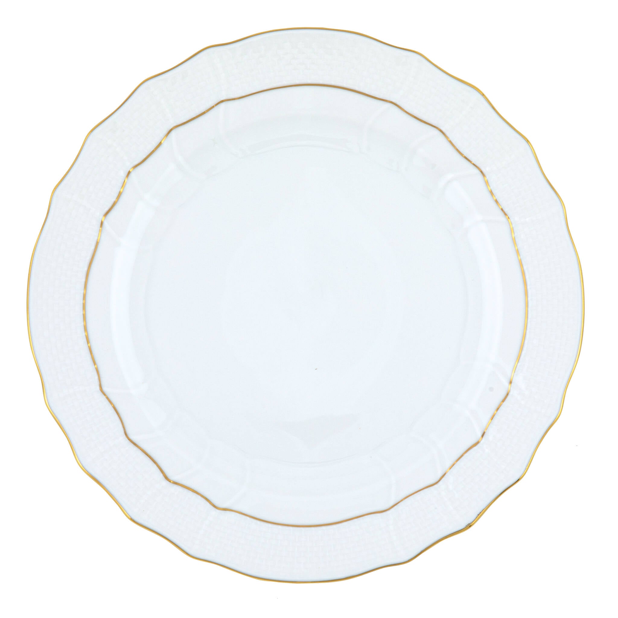 Hand-painted Herend Golden Edge Dinner Plate in fine porcelain, 10.5in D, on a white background