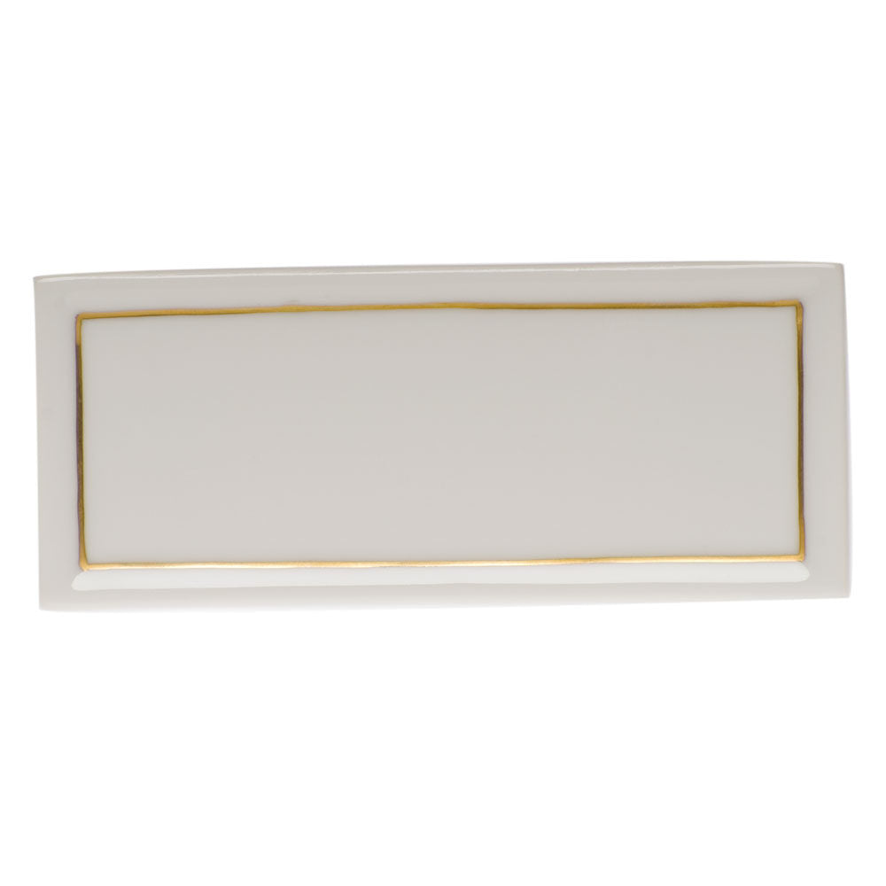 Hand-painted Herend Golden Edge Place Card Table Place Cards & Place Card Holder in fine porcelain, 3.75in L X 1.5in H, on a white background