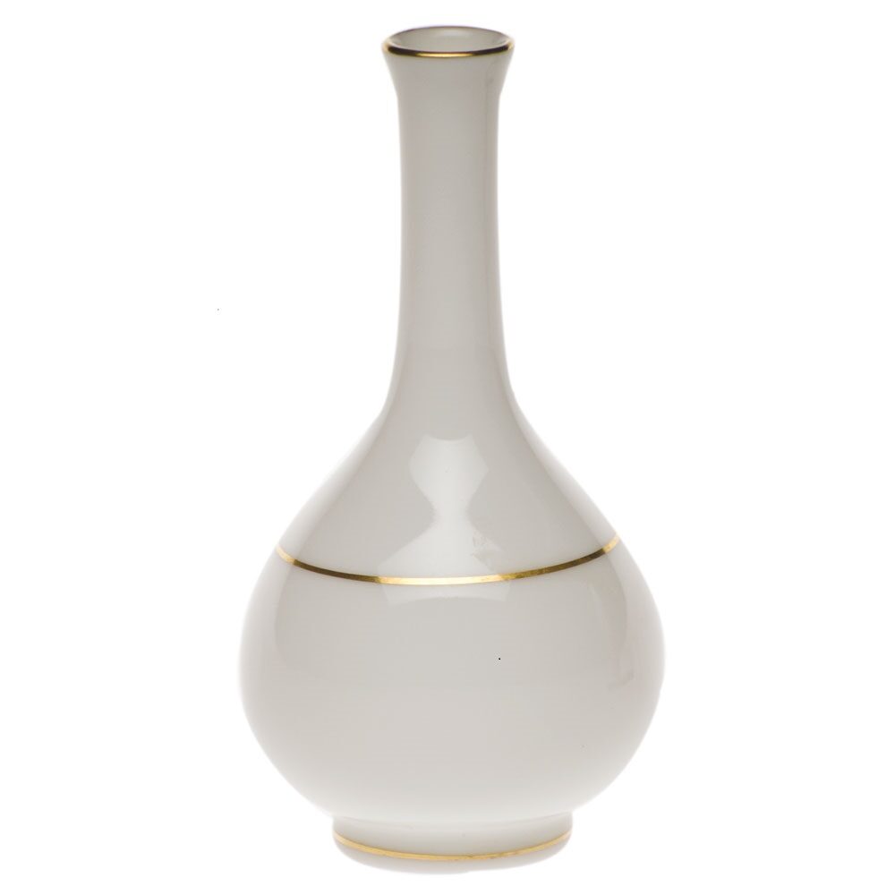 Hand-painted Herend Golden Edge Small Bud Vase in fine porcelain, 3.5in H, on a white background