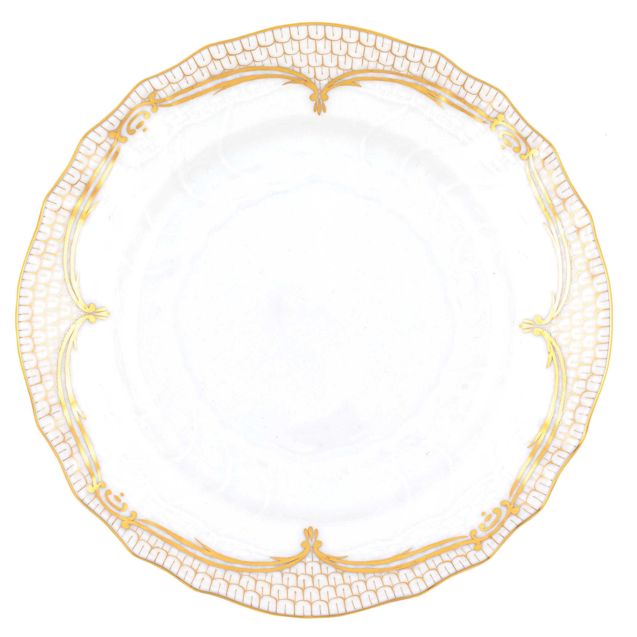 Hand-painted Herend Golden Elegance Bread and Butter Plate in fine porcelain, 6in D, on a white background