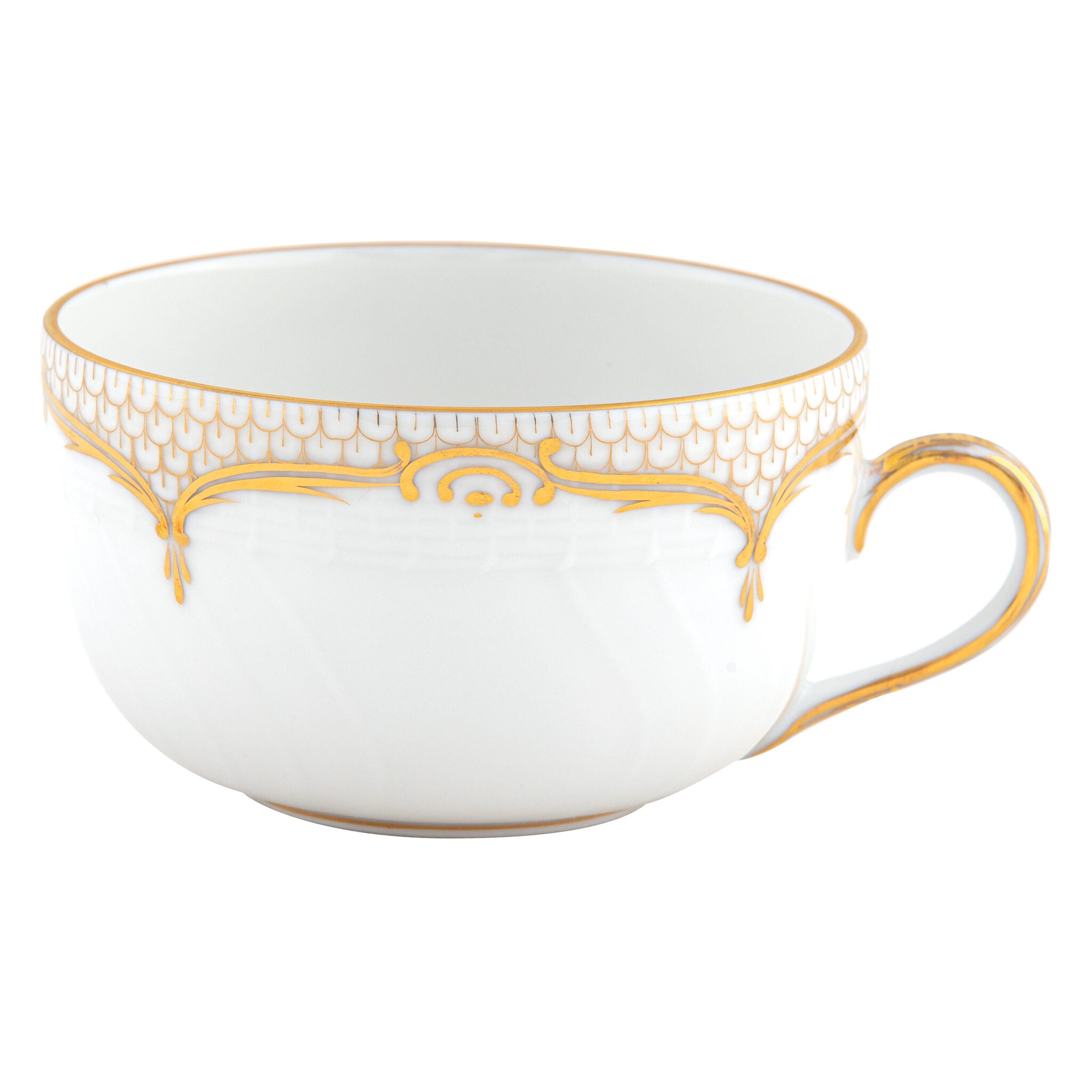 Hand-painted Herend Golden Elegance Canton Cup Teacup in fine porcelain, on a white background