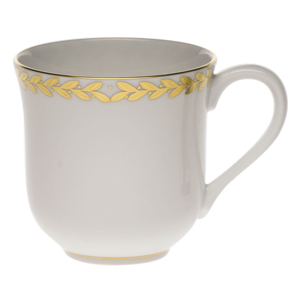 Hand-painted Herend Golden Laurel Mug in fine porcelain, (11 OZ) 3.5in H, on a white background