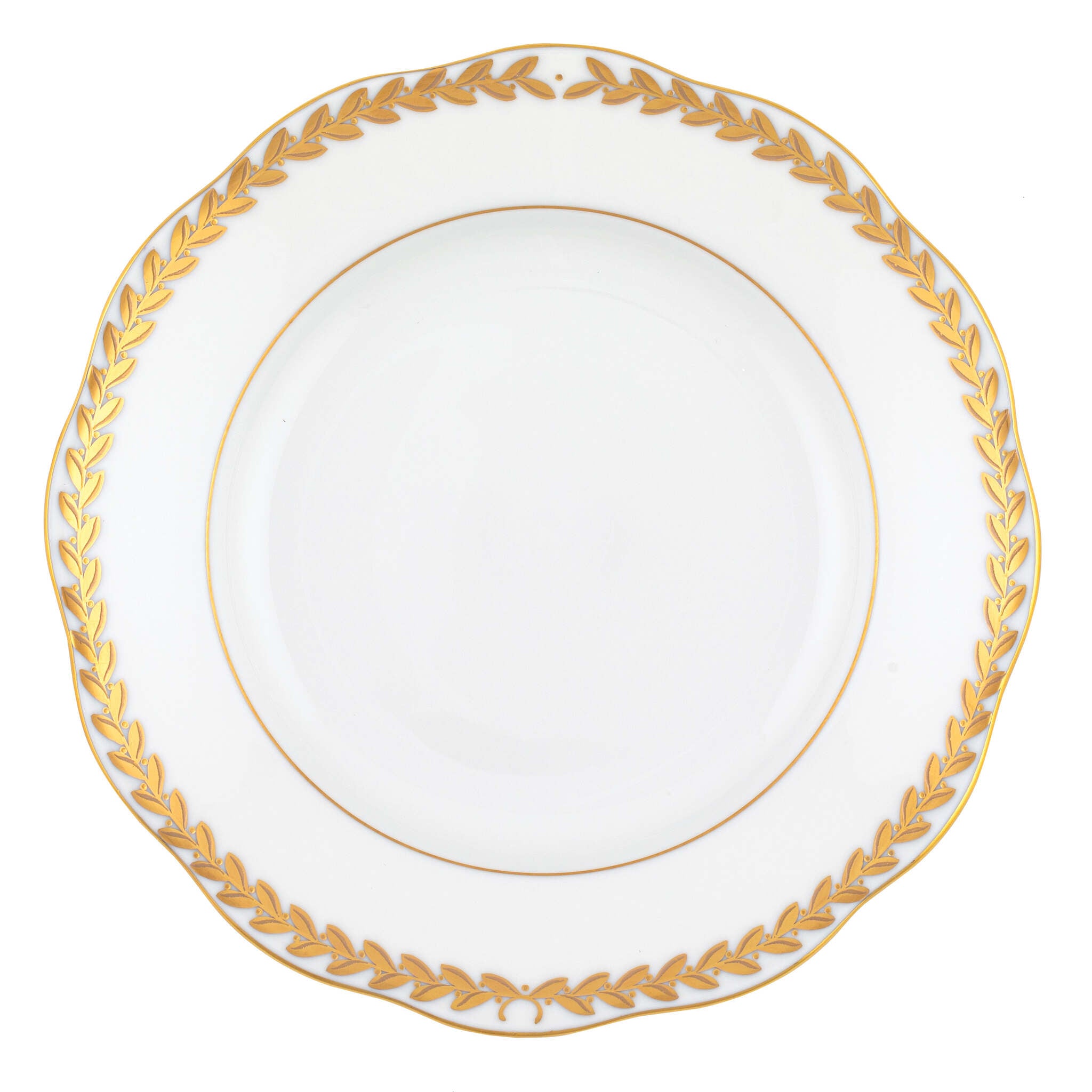 Hand-painted Herend Golden Laurel Salad Plate in fine porcelain, 7.5in D, on a white background