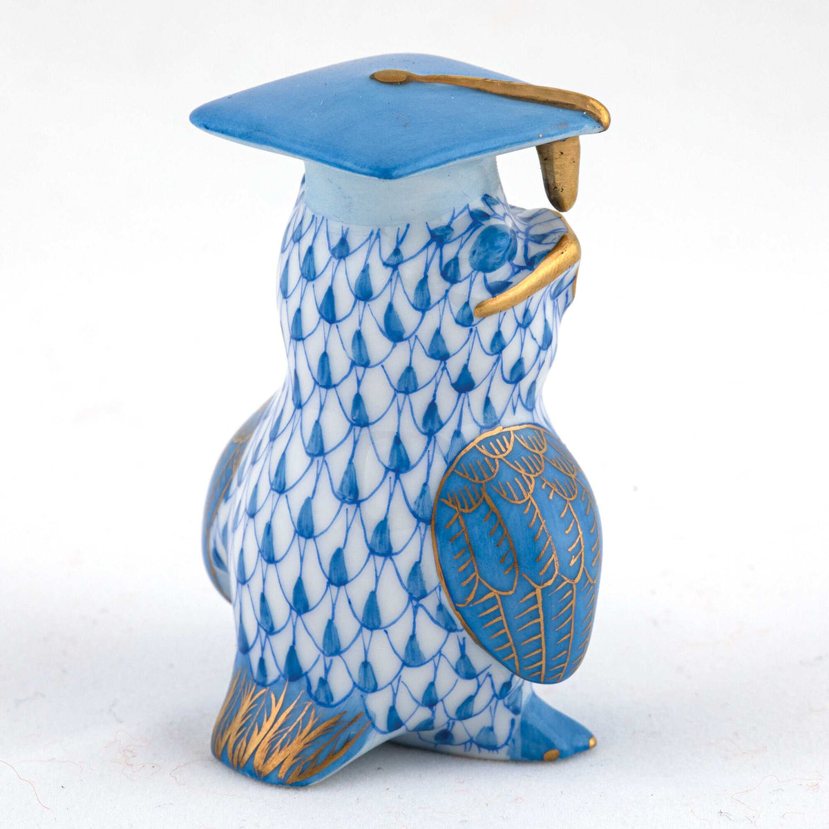 Herend Graduation Owl Figurine – Blue, alternate view