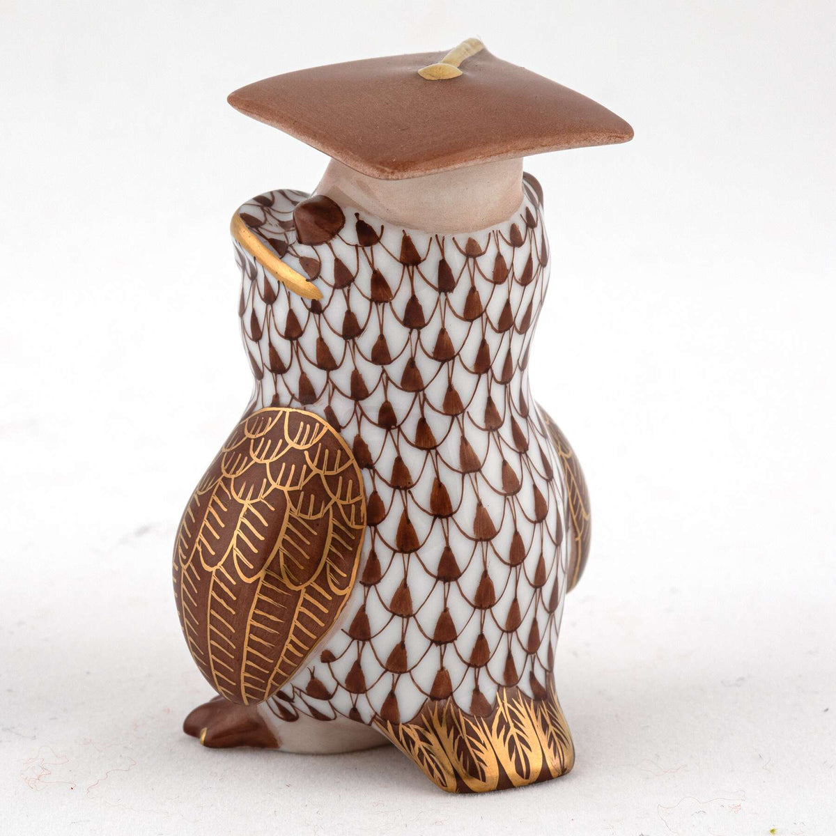 Herend Graduation Owl Figurine – Chocolate, alternate view