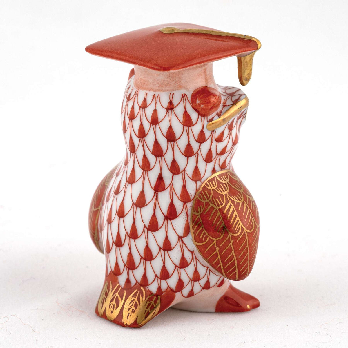 Herend Graduation Owl Figurine – Rust, alternate view