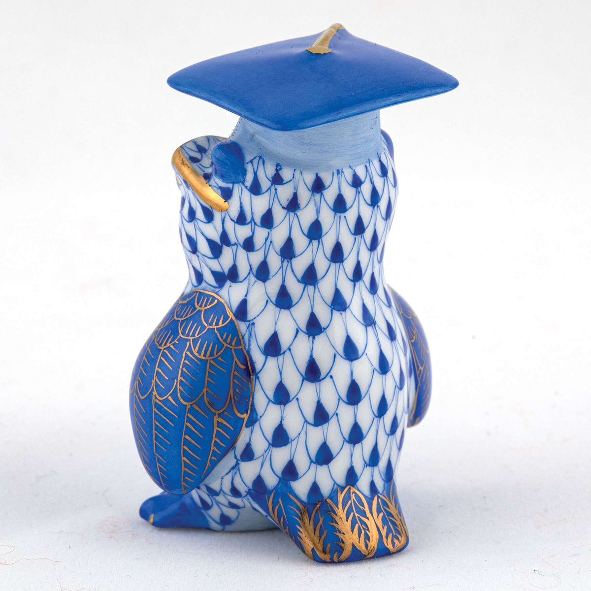 Herend Graduation Owl Figurine – Sapphire, alternate view