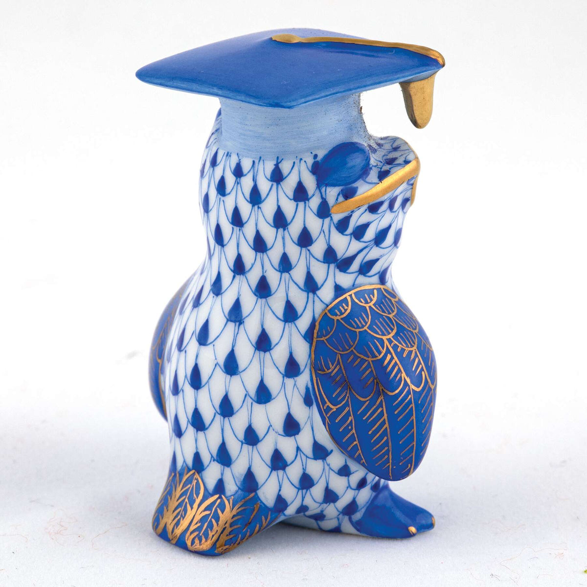 Herend Graduation Owl Figurine – Sapphire, alternate view
