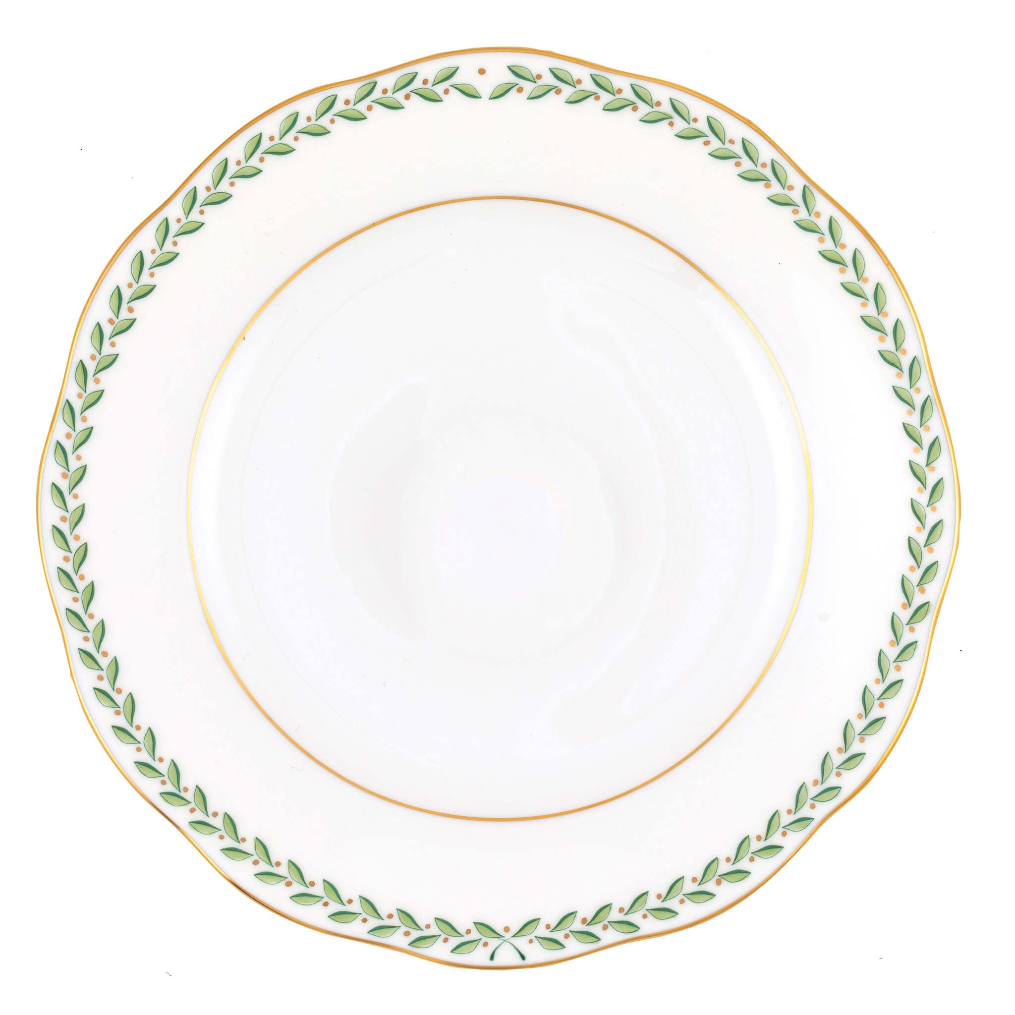 Hand-painted Herend Green Laurel Bread and Butter Plate in fine porcelain, 6in D, on a white background