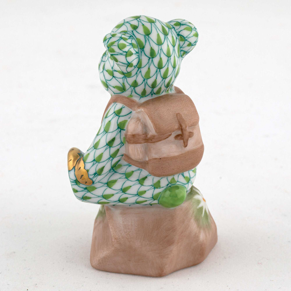 Herend Hiking Bear Figurine – Key Lime, alternate view