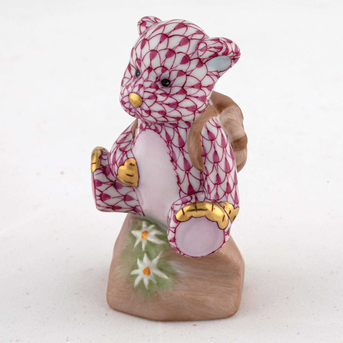 Herend Hiking Bear Figurine – Raspberry, alternate view