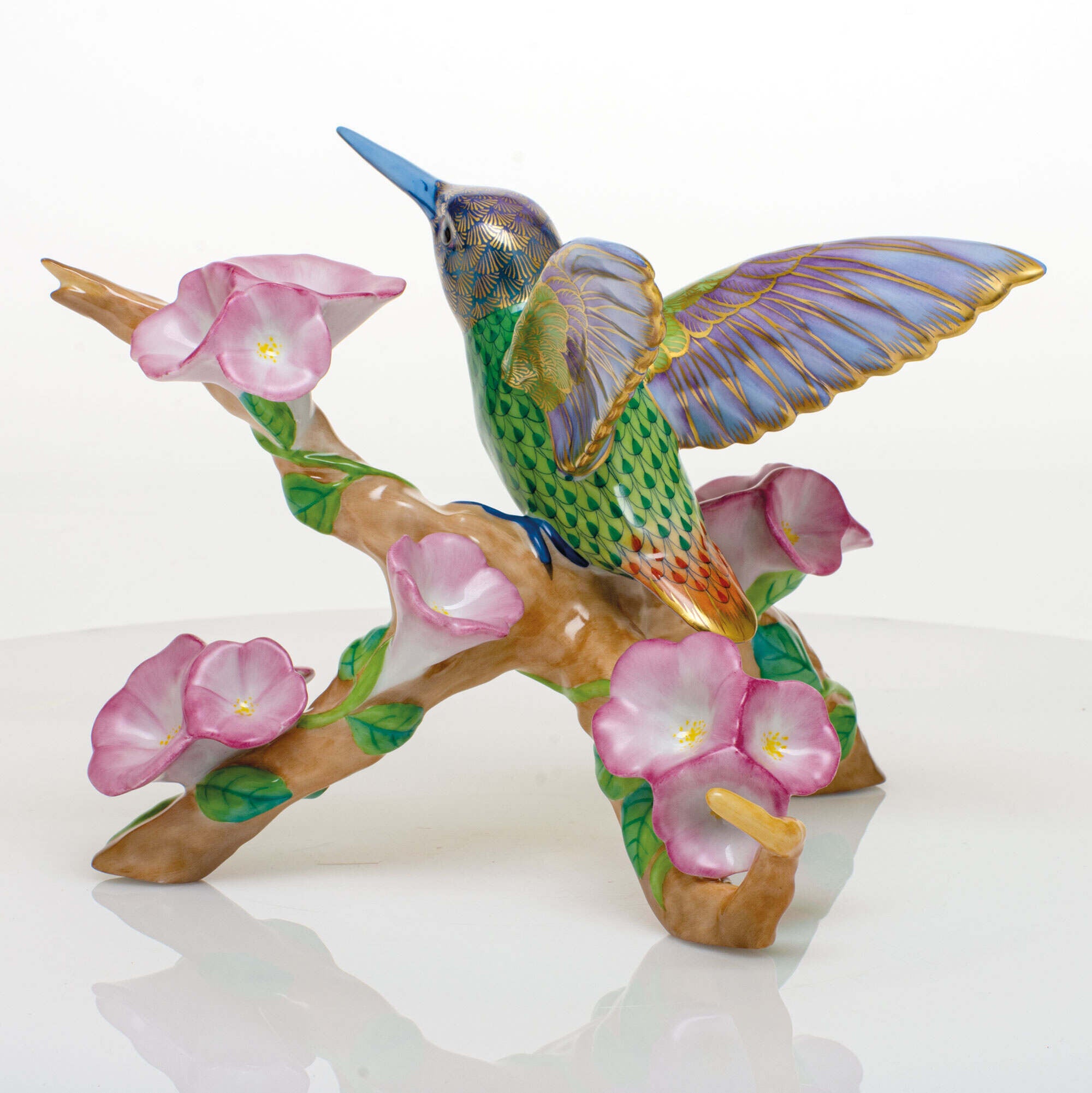 Herend Hummingbird on Flowered Branch Figurine โ additional view