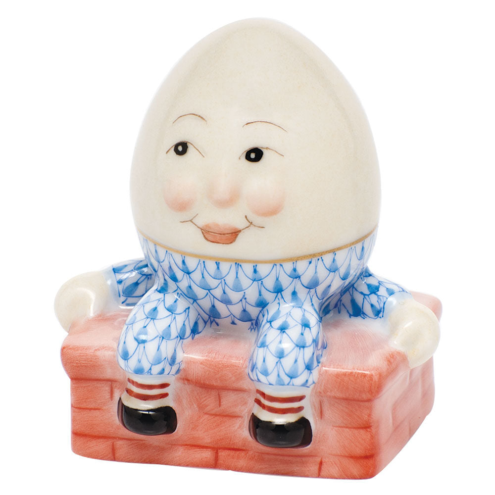 Hand-painted Herend Humpty Dumpty Figurine in fine porcelain, 2.25in L X 2.5in H, on a white background