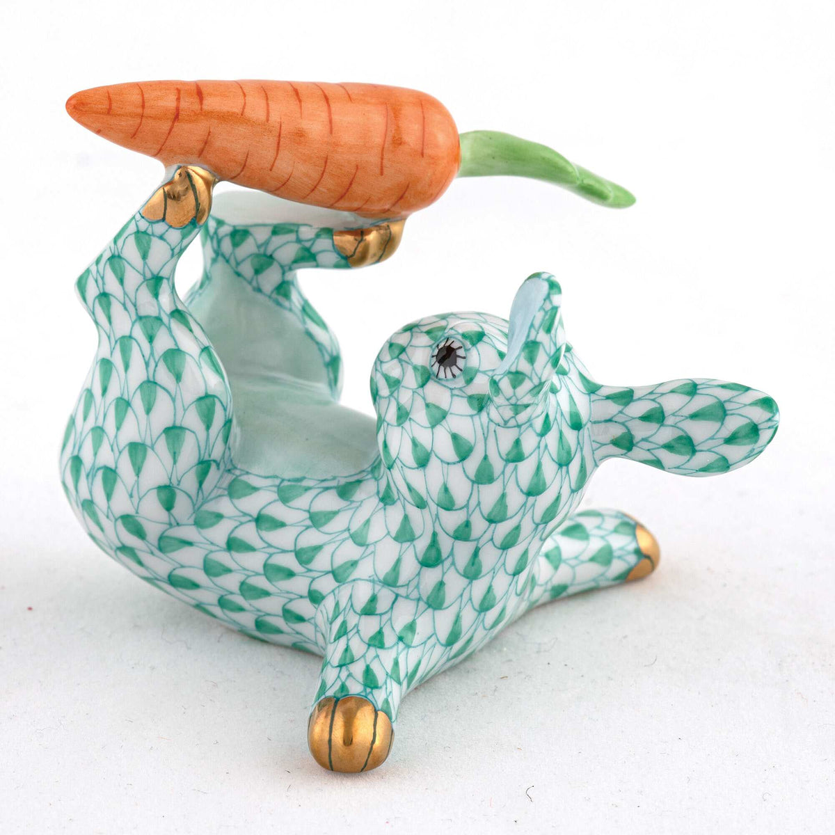 Herend Juggler Bunny Figurine – Green, alternate view