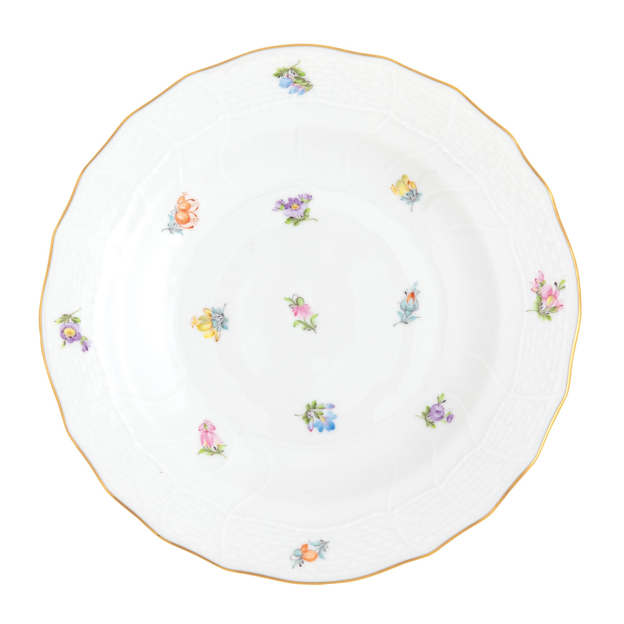 Hand-painted Herend Kimberley Dessert Plate in fine porcelain, 8.25in D, on a white background