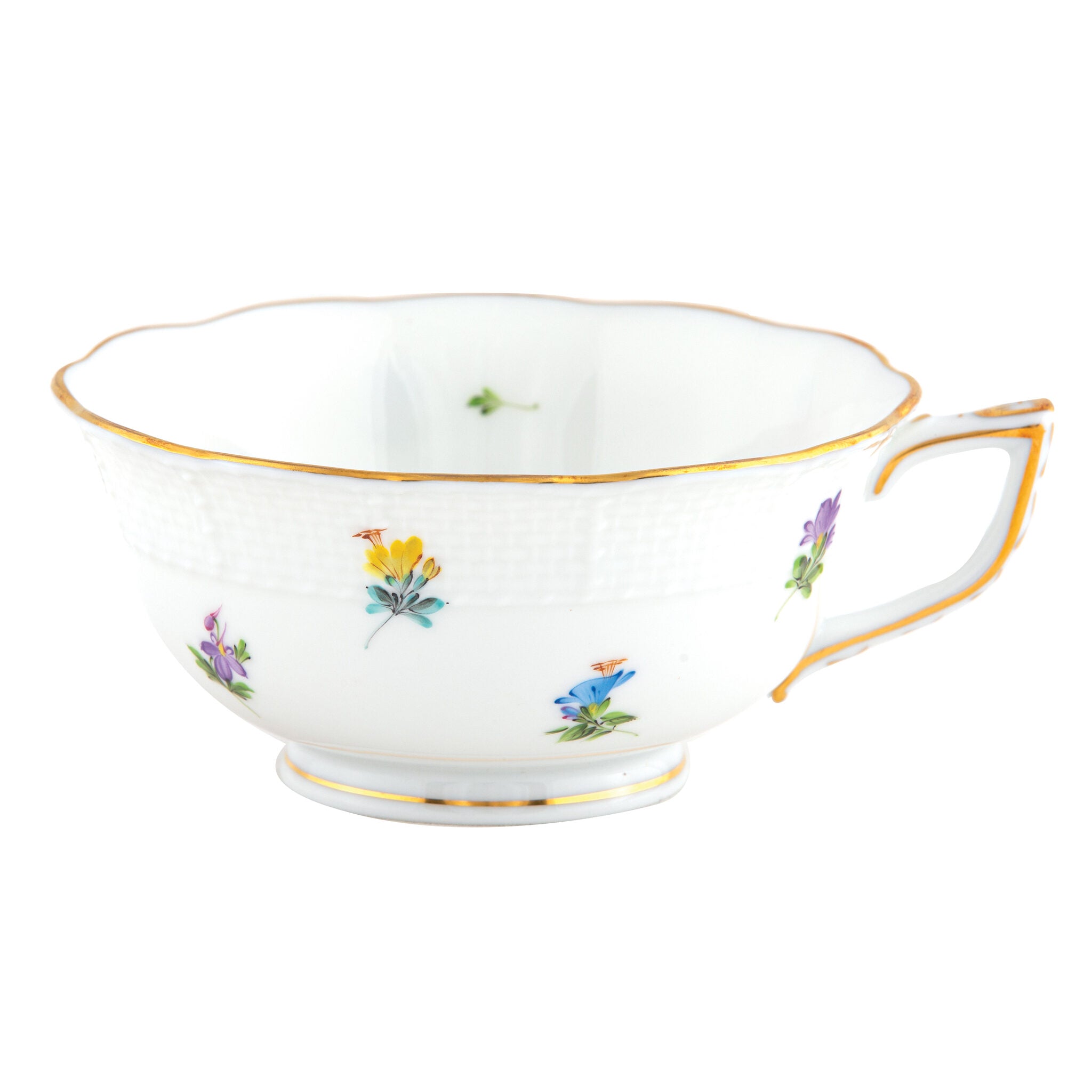 Hand-painted Herend Kimberley Tea Cup Cup & Saucer Set in fine porcelain, on a white background
