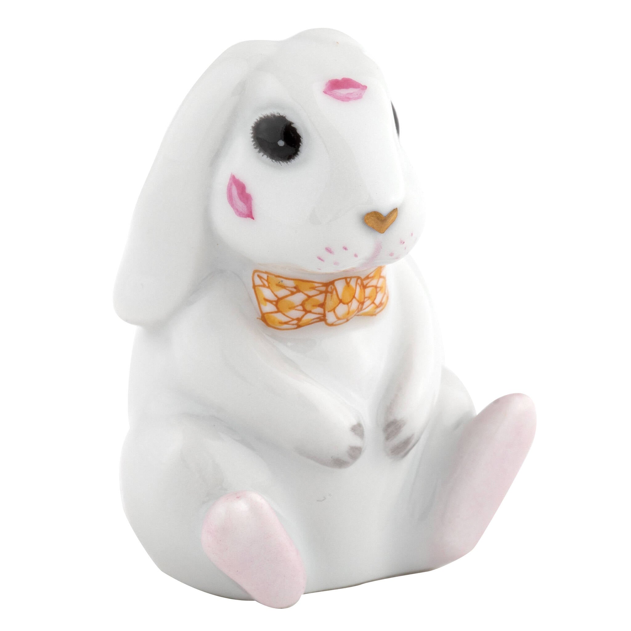 Herend Kisses Figurine porcelain figurine painted in the Butterscotch fishnet pattern