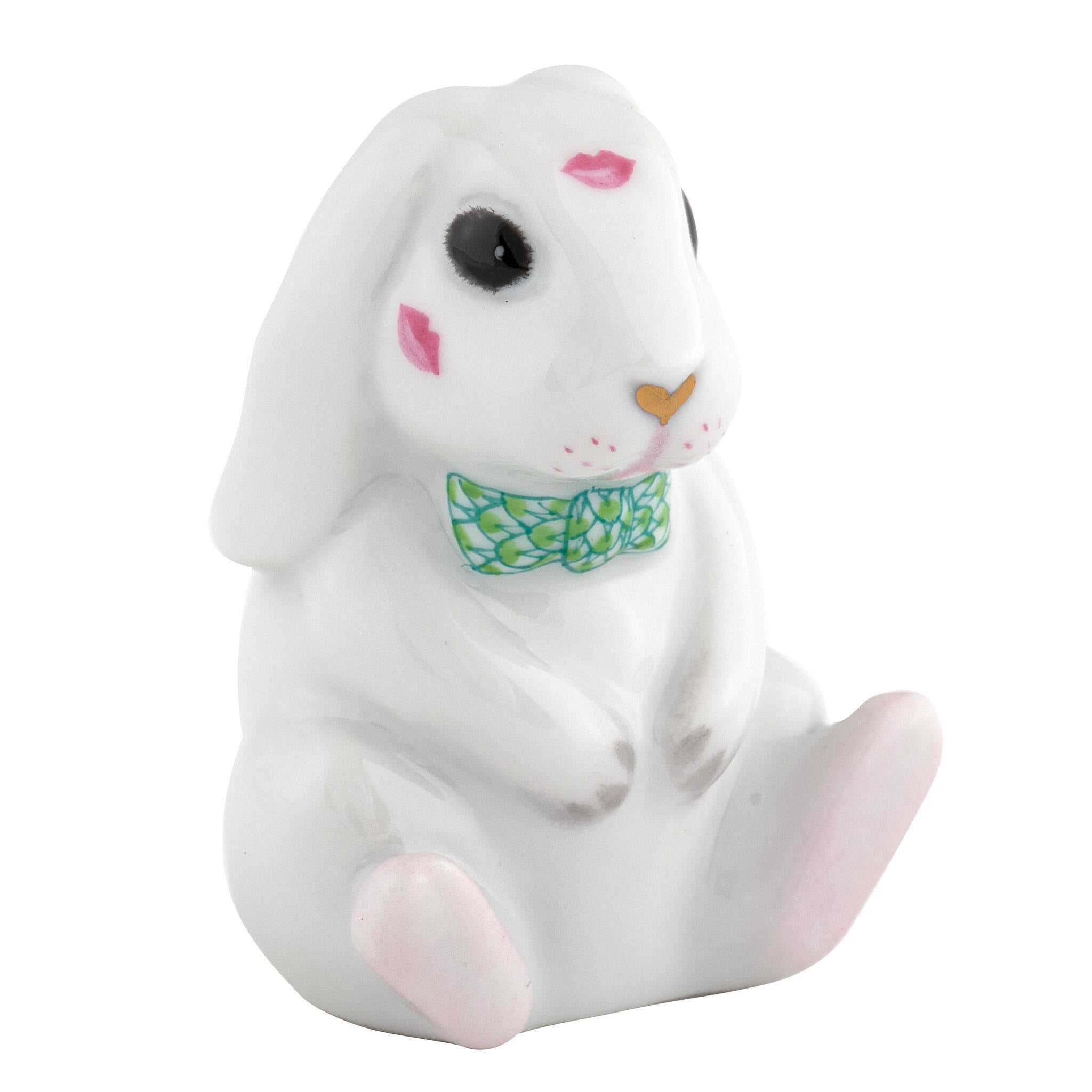 Herend Kisses Figurine porcelain figurine painted in the Green fishnet pattern
