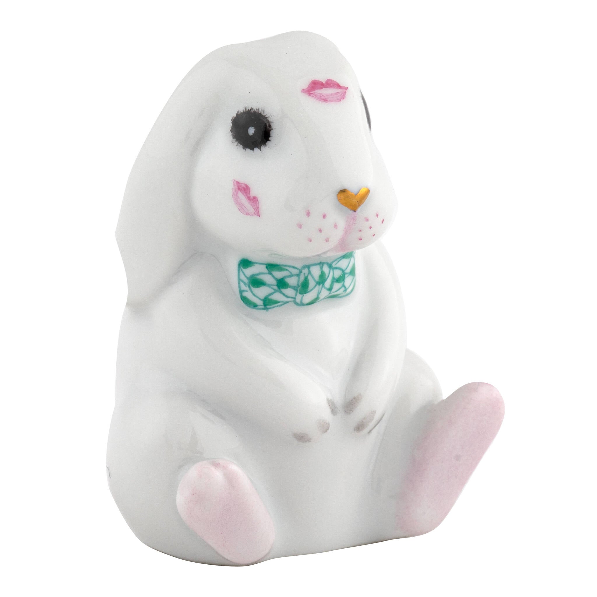 Key Lime fishnet Kisses Figurine figurine, hand-painted Herend porcelain with 24k gold accents