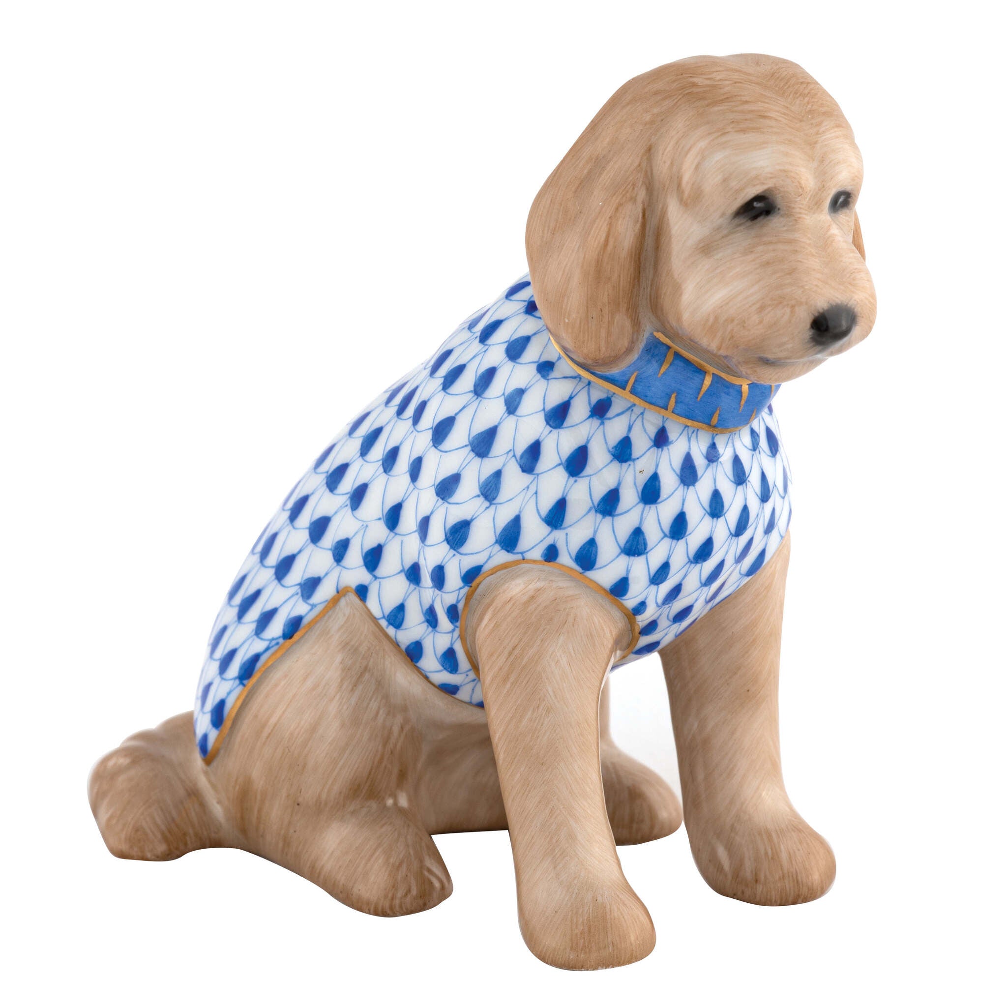 Labradoodle Figurine in hand-painted Sapphire porcelain by Herend of Hungary