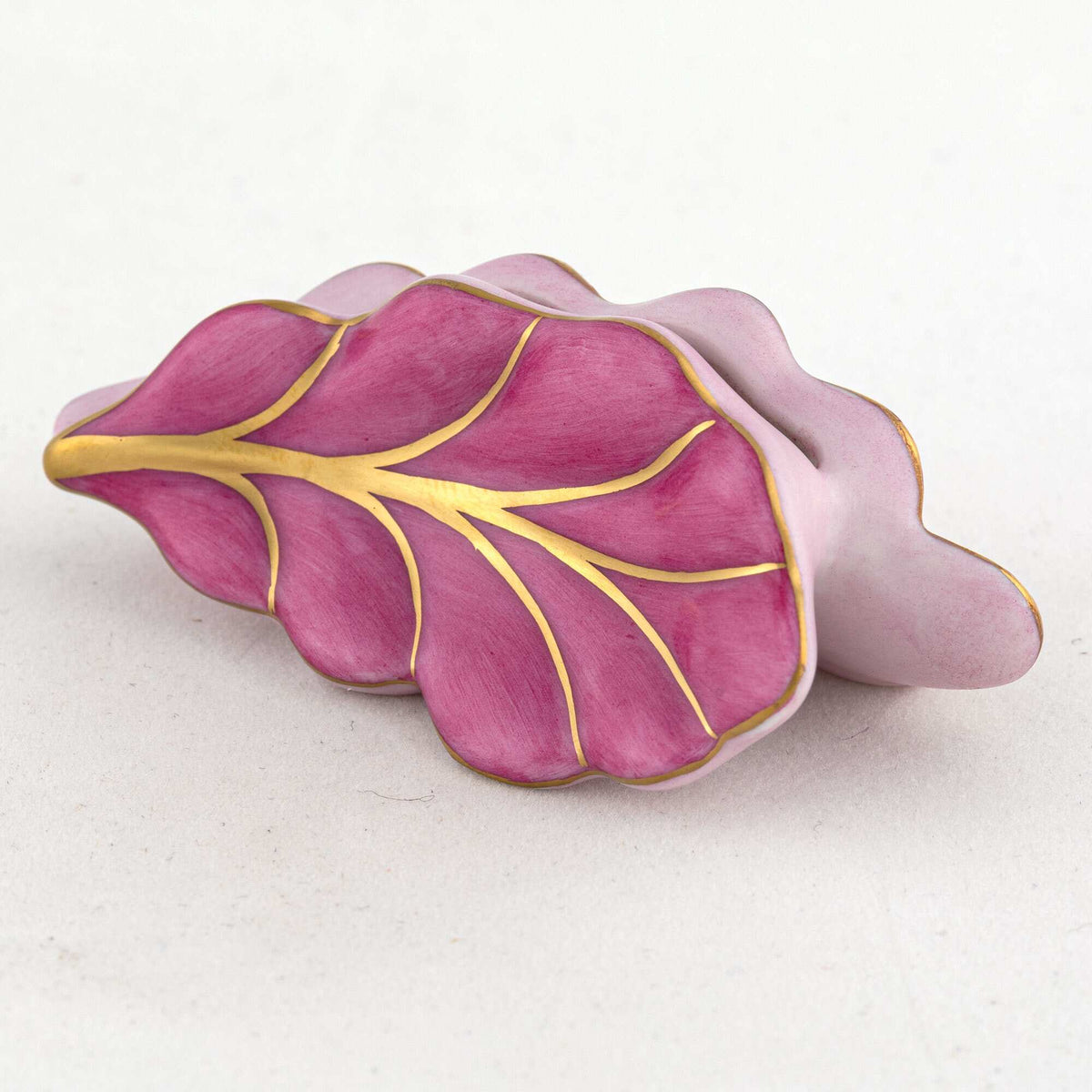 Herend Leaf Place Card Holder – Raspberry, alternate view