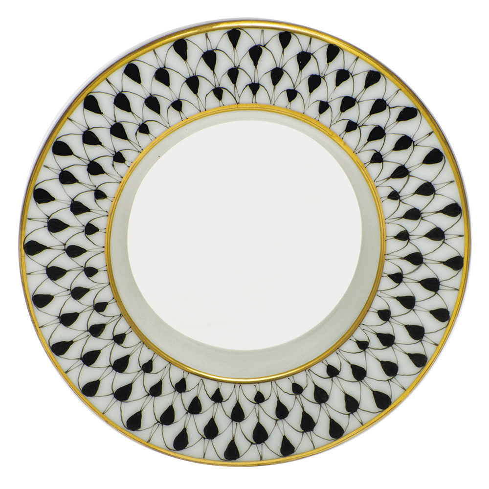 Hand-painted Herend Letter O Figurine in Black fishnet porcelain on a white background