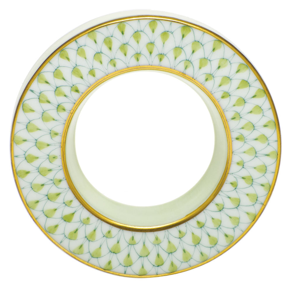Herend Letter O Figurine porcelain figurine painted in the Key Lime fishnet pattern