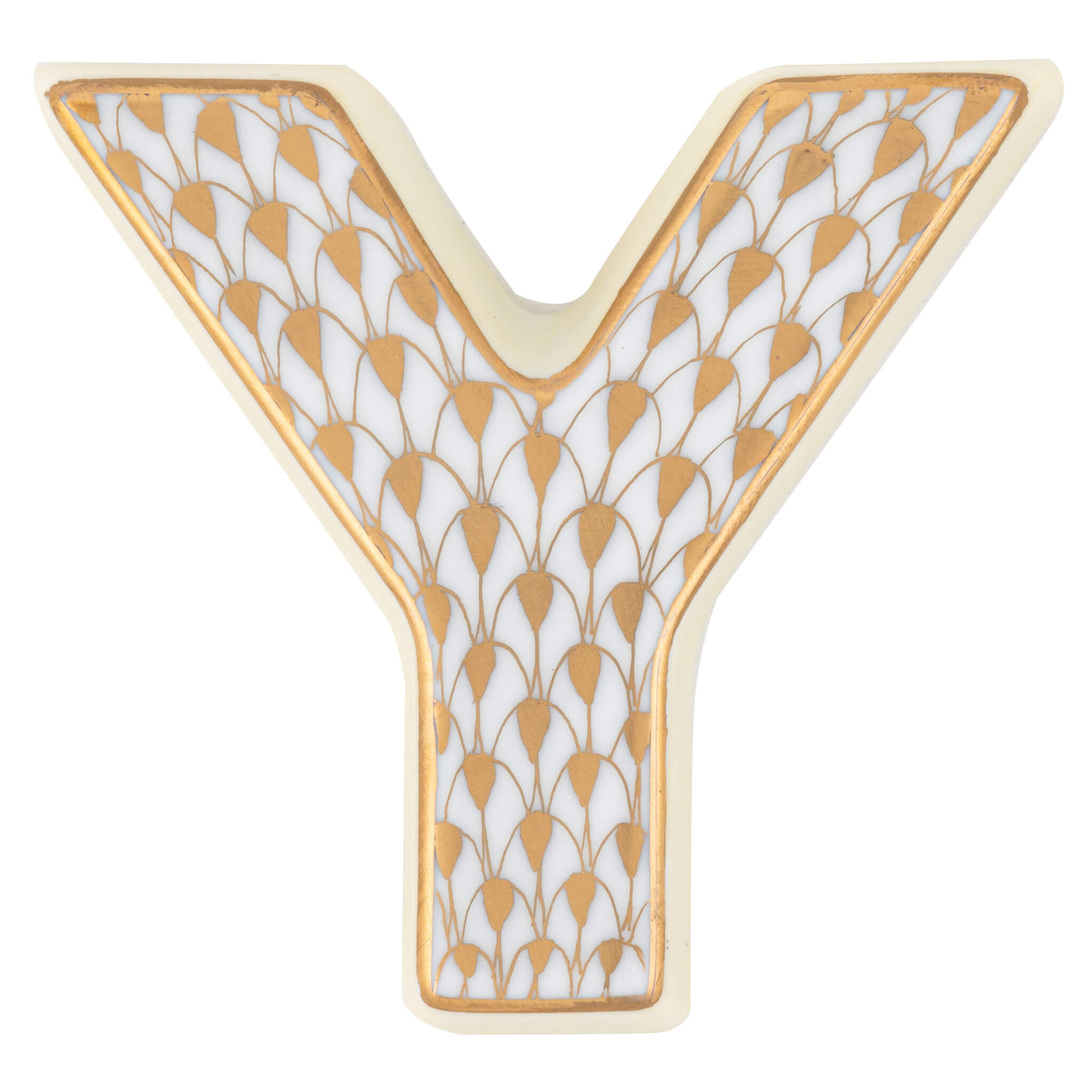 Herend Letter Y in Gold - Hand-painted Hungarian porcelain figurine by Herend. Paris Tableware.