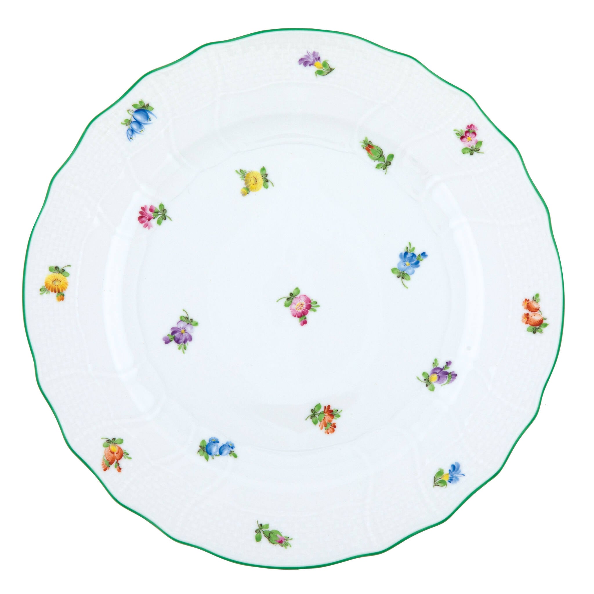 Hand-painted Herend Lindsay Dinner Plate in fine porcelain, 10.5in D, on a white background